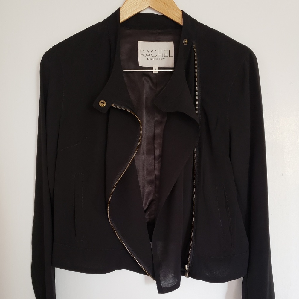 Rachel Roy Asymmetric Zip Up Jacket blazer size 4 NWT